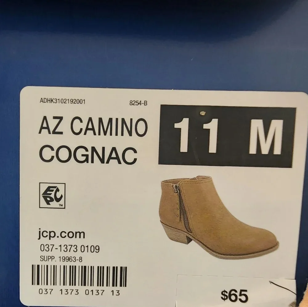 Arizona Jeans Co Camino Cognac Stacked Heel Booties Womens 11M